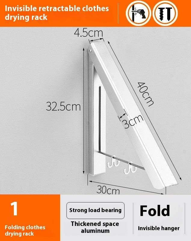 Punch-free Space Aluminum Foldable Invisible Folding Retractable Wall Hanger for Waterproof Hanging Underwear Coat Hanger - Velora