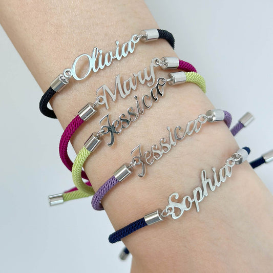 Personalized Colorful Rope Chain Custom Name Bracelet Personalized Adjustable Name Jewelry For Girls - Velora