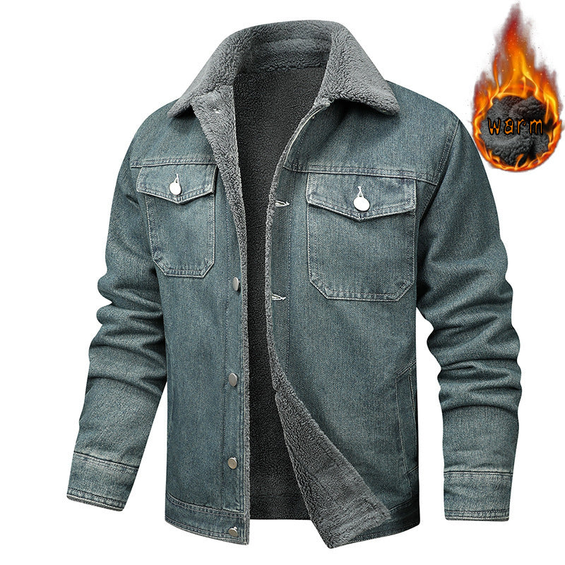 Denim Coat Fleece-lined Men Fashion Brands Jacket