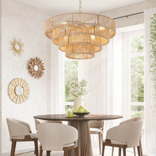 Luxury Craft Bohemian Woven Chandelier - Velora