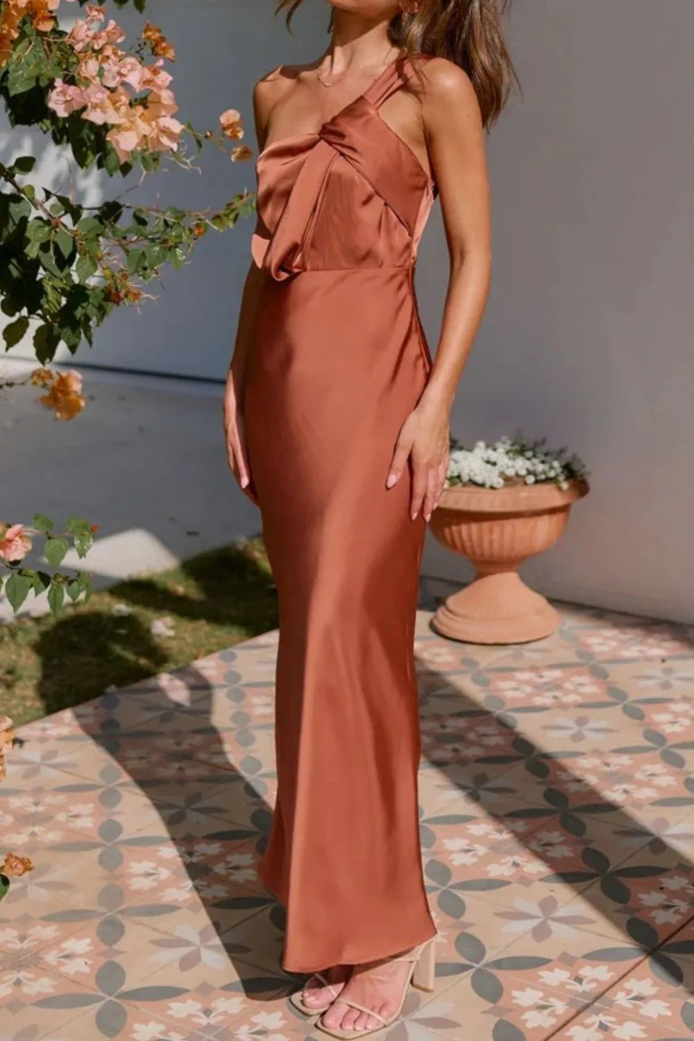 One Shoulder Sleeveless Maxi Dress - Velora