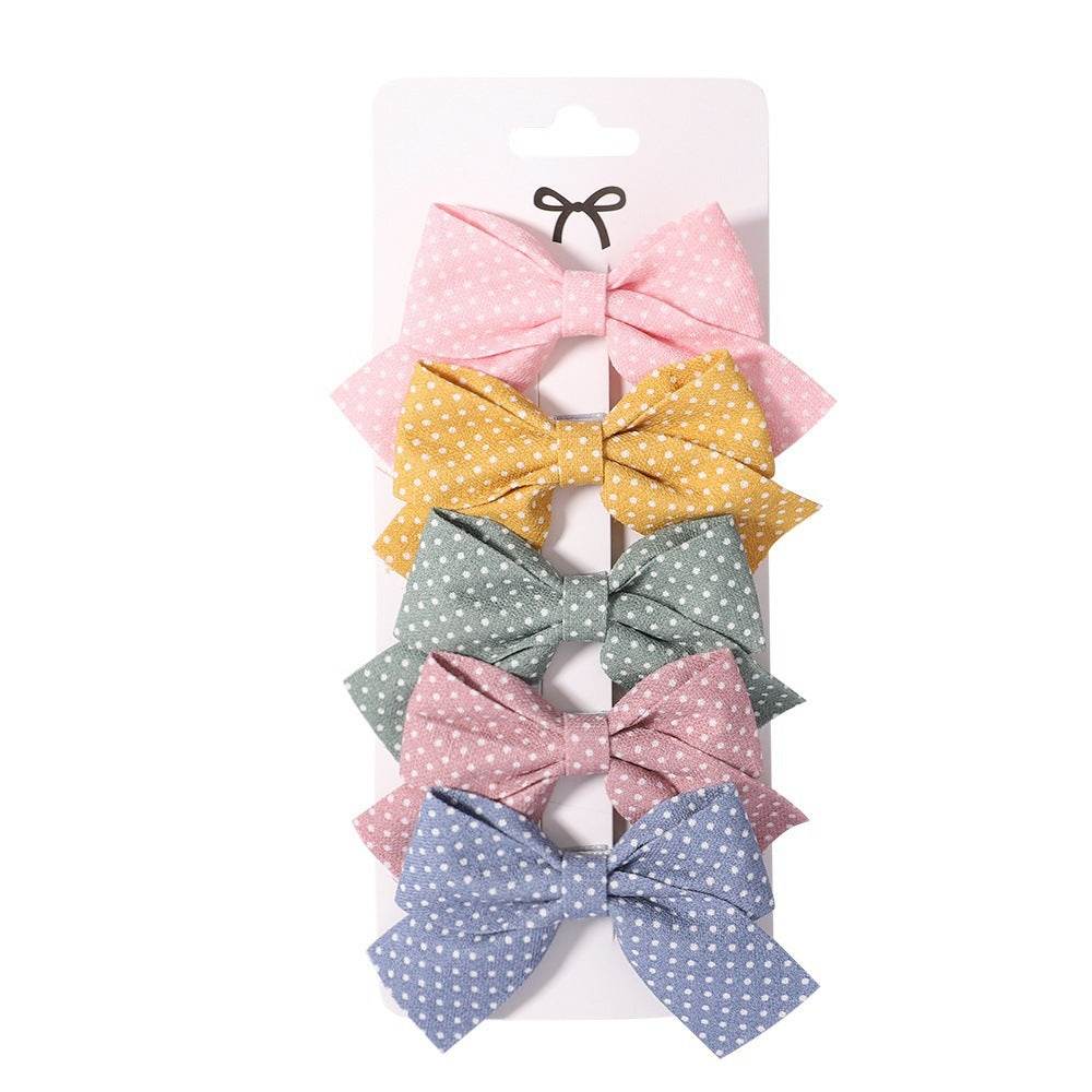 Fabric Plaid Bow Barrettes Floral Plaid A Pair Of Hairclips - Velora