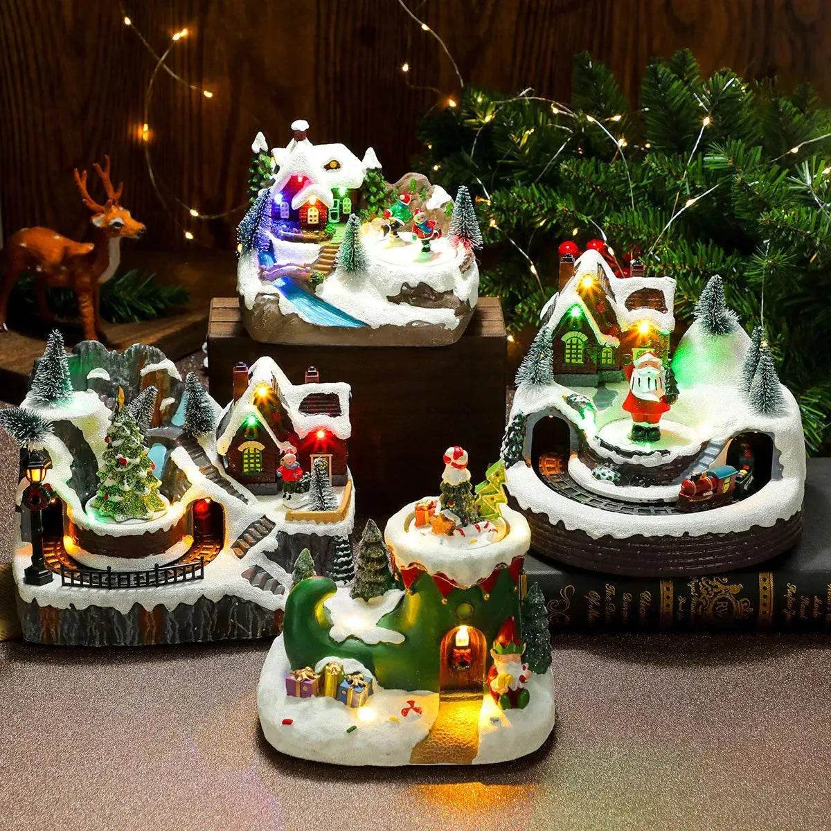 Christmas Rotating Resin Luminous Music Box Ornaments - Velora