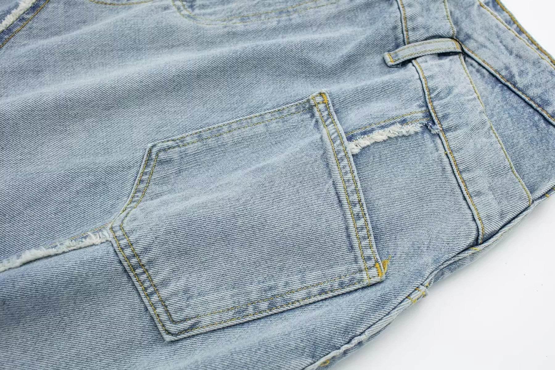 Fashionable Asymmetric High Waist Midi Denim Split Skirt - Velora