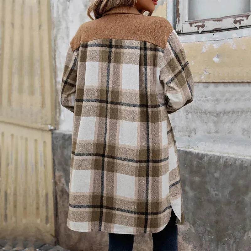 plaid jacket womens outfit Winter cashmere Jacket Outwear for women - Velora