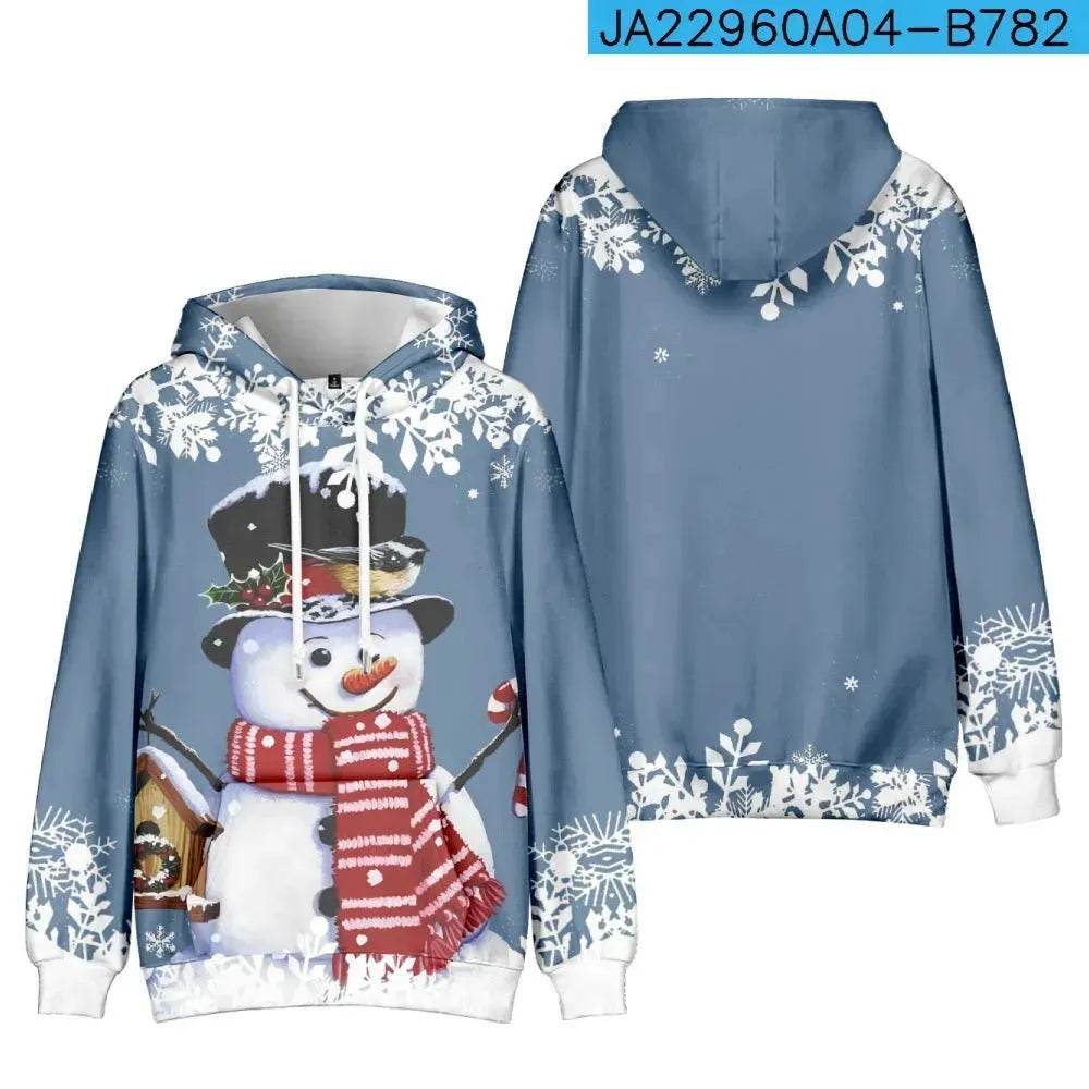 Christmas Snowman Personalized Printed Hoodie Sweatshirts - Velora