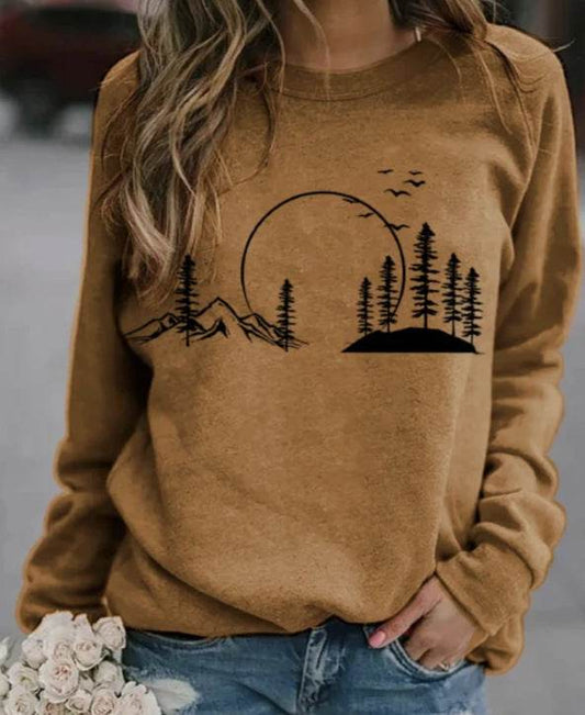 New Style Long-sleeved Dandelion Print Ladies Pullover Sweater - Velora