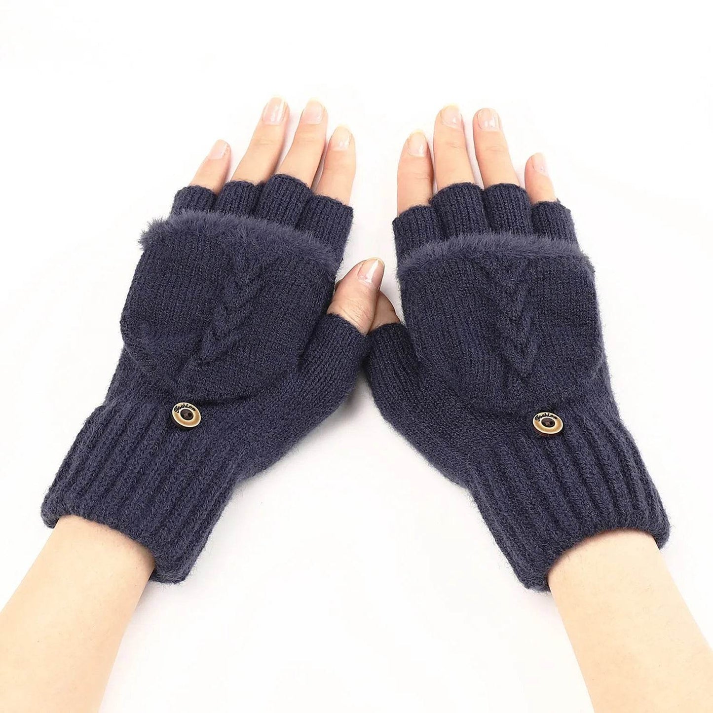 Wool Fingerless Gloves Women's Warm Fashionable Knitted Half Finger Oversleeves - Velora