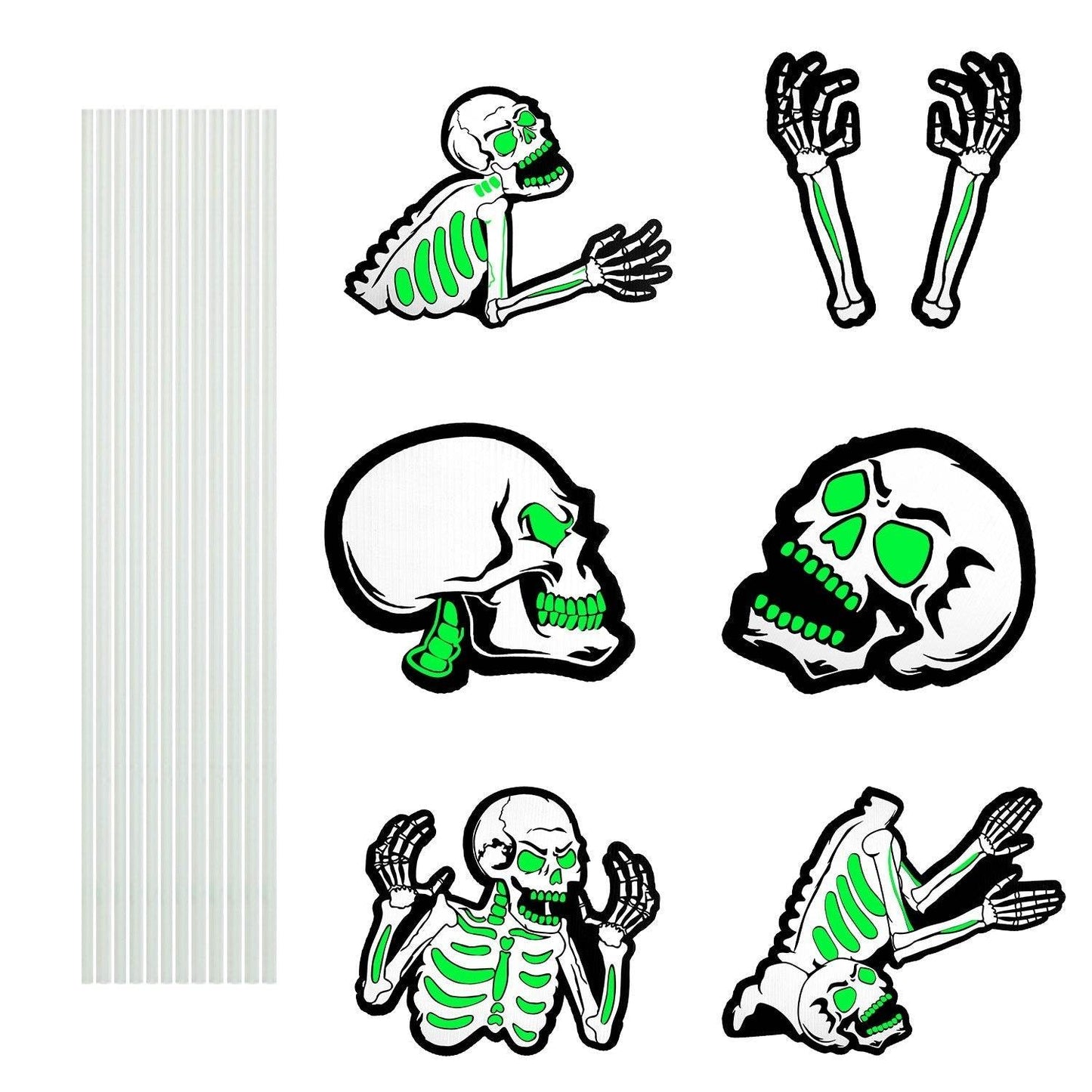 6Pcs Skull Or 6Pcs Tomb Or 5Pcs Black Cat Halloween Yard Sign Decorations Glow In The Dark For Haunted House Garden Yard And Scary Theme Party - Velora