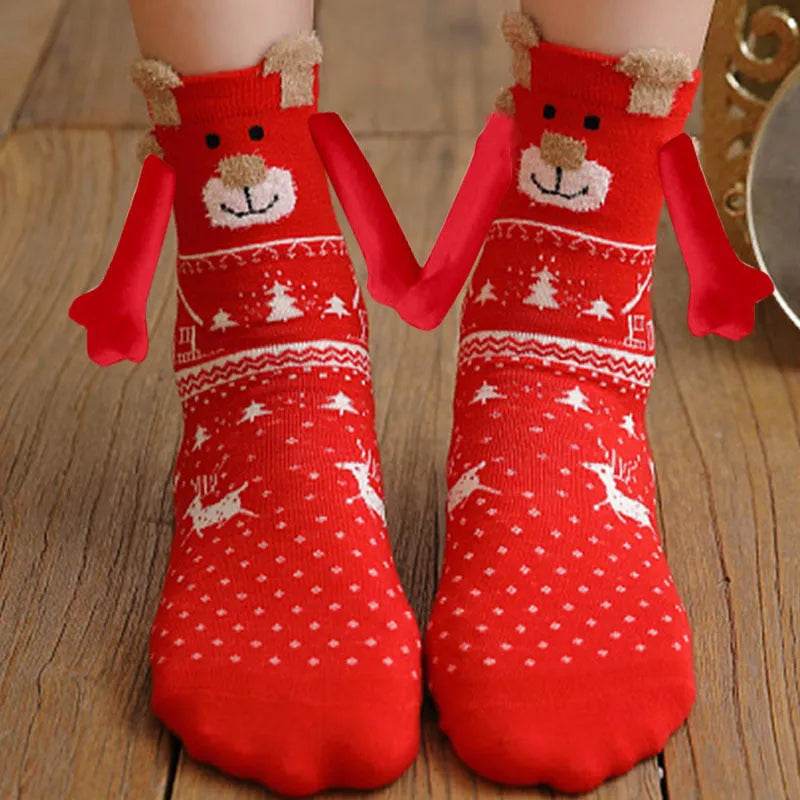 Christmas Stockings Autumn Winter Cotton Magnet Lodestone Hand Tube Socks - Velora