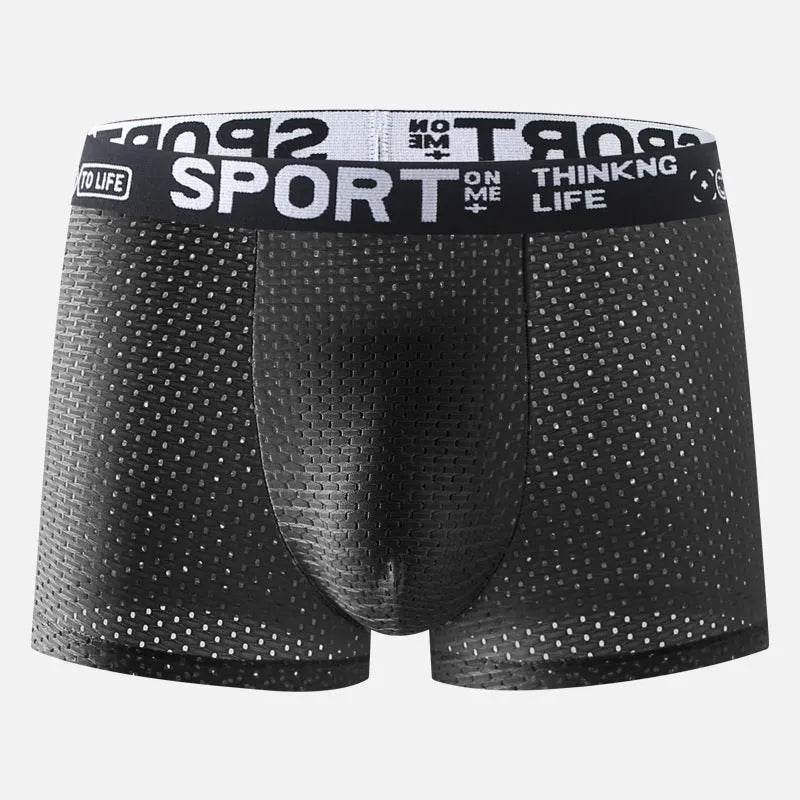 Men's Underwear Mid Waist Mesh Ice Silk Mesh SPORT Boxer Brief - Velora