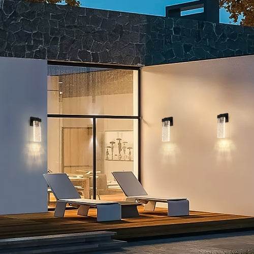 Outdoor Waterproof Transparent LED Crystal Wall Light Supports Many Types Of Bulb-2 Packs - Velora