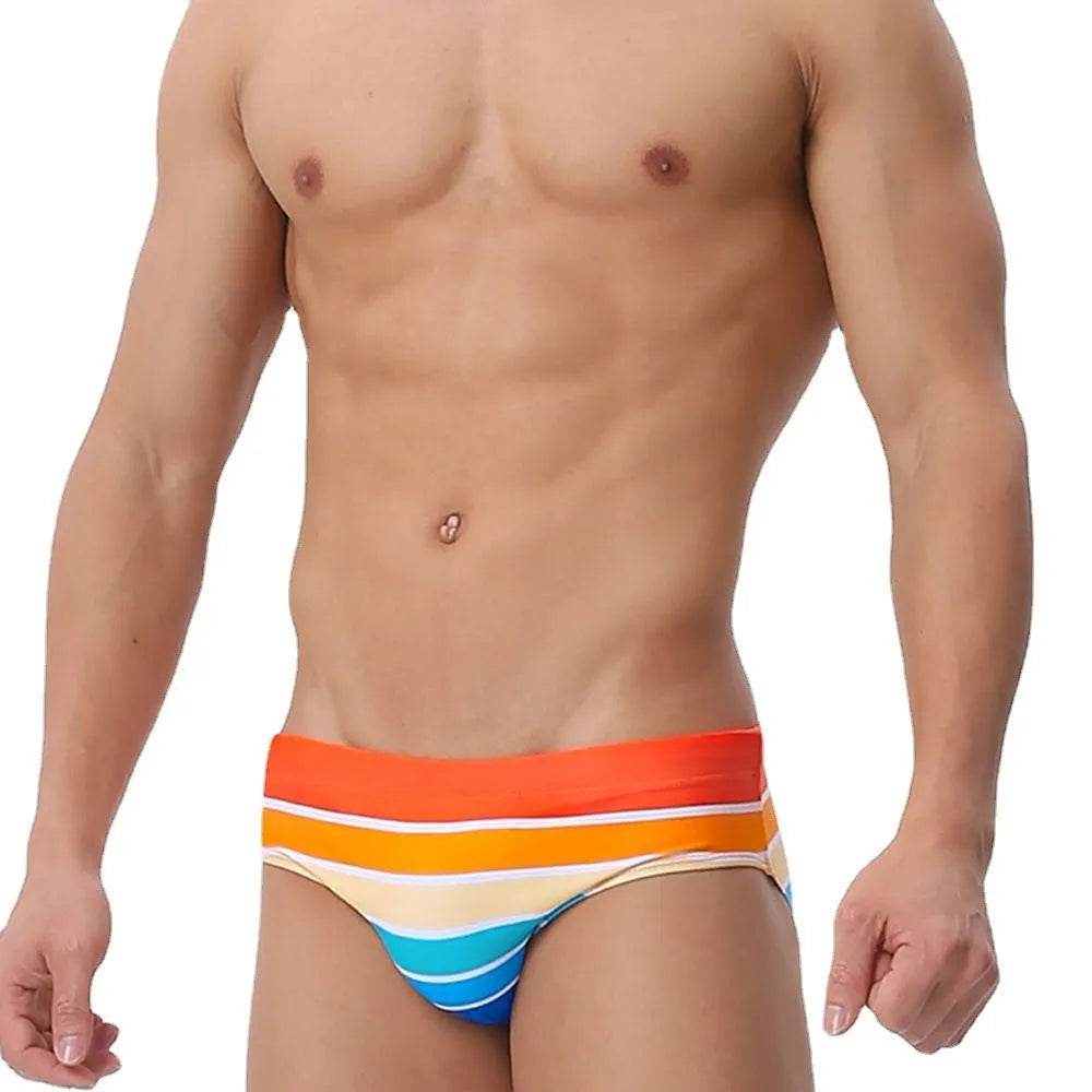 Multi-color Stripe Fashion Trendy Print Holiday Briefs men underwear - Velora