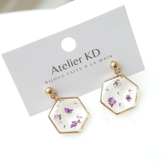 Boucles d'oreilles les violettes de Léa- hexa (moyen 15mm) - Velora