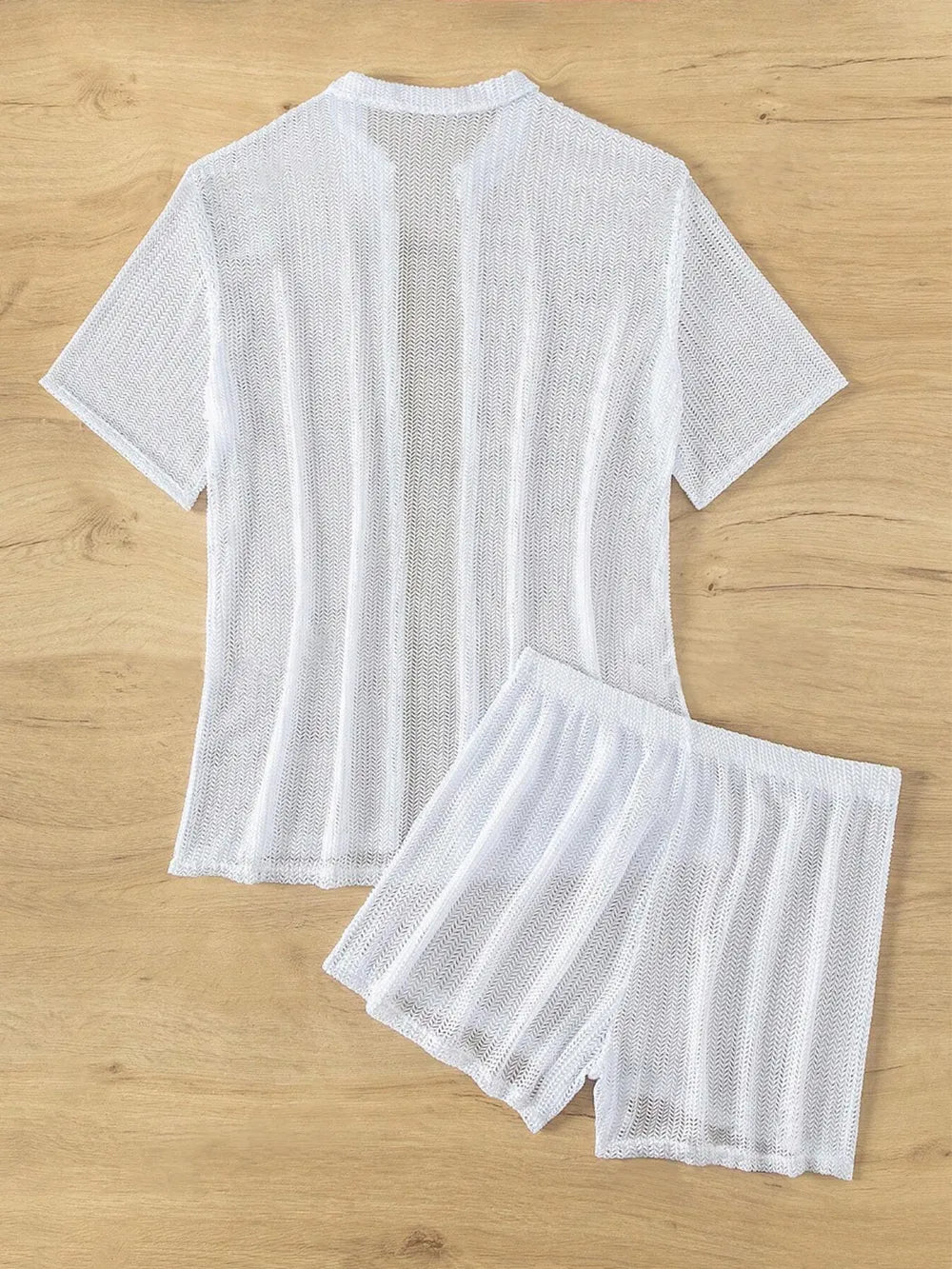 Open Front Half Sleeve Top and Shorts Cover Up Set - Velora