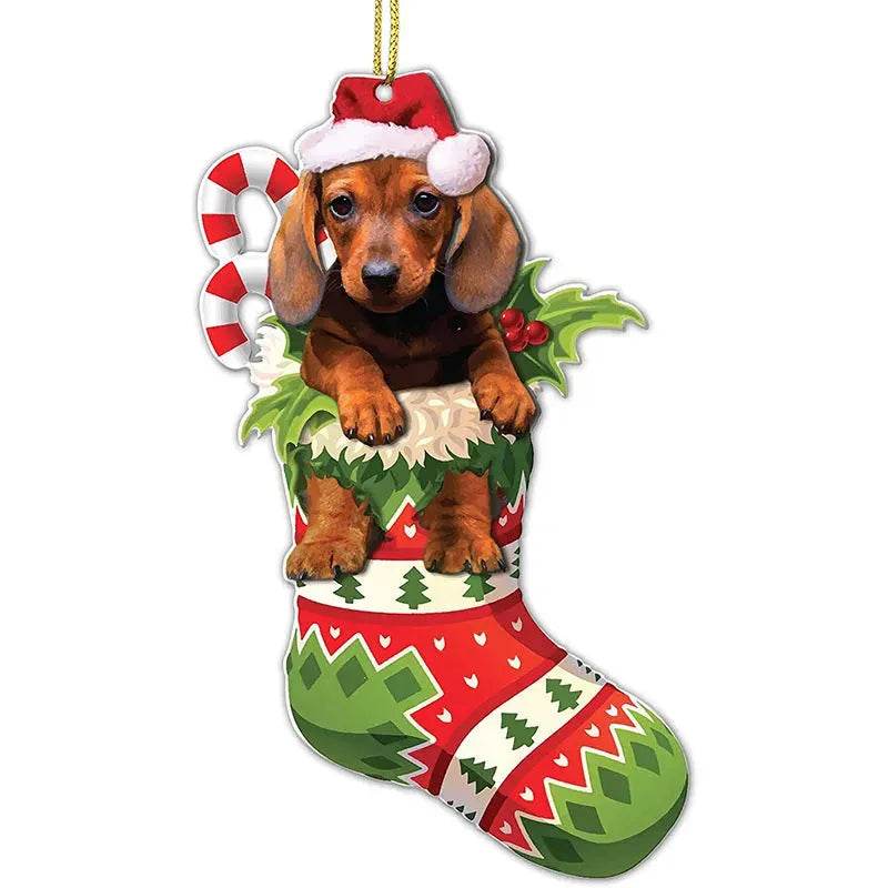 Christmas Stockings Christmas Tree Decorative Socks Dog Pendant Creative Cute - Velora
