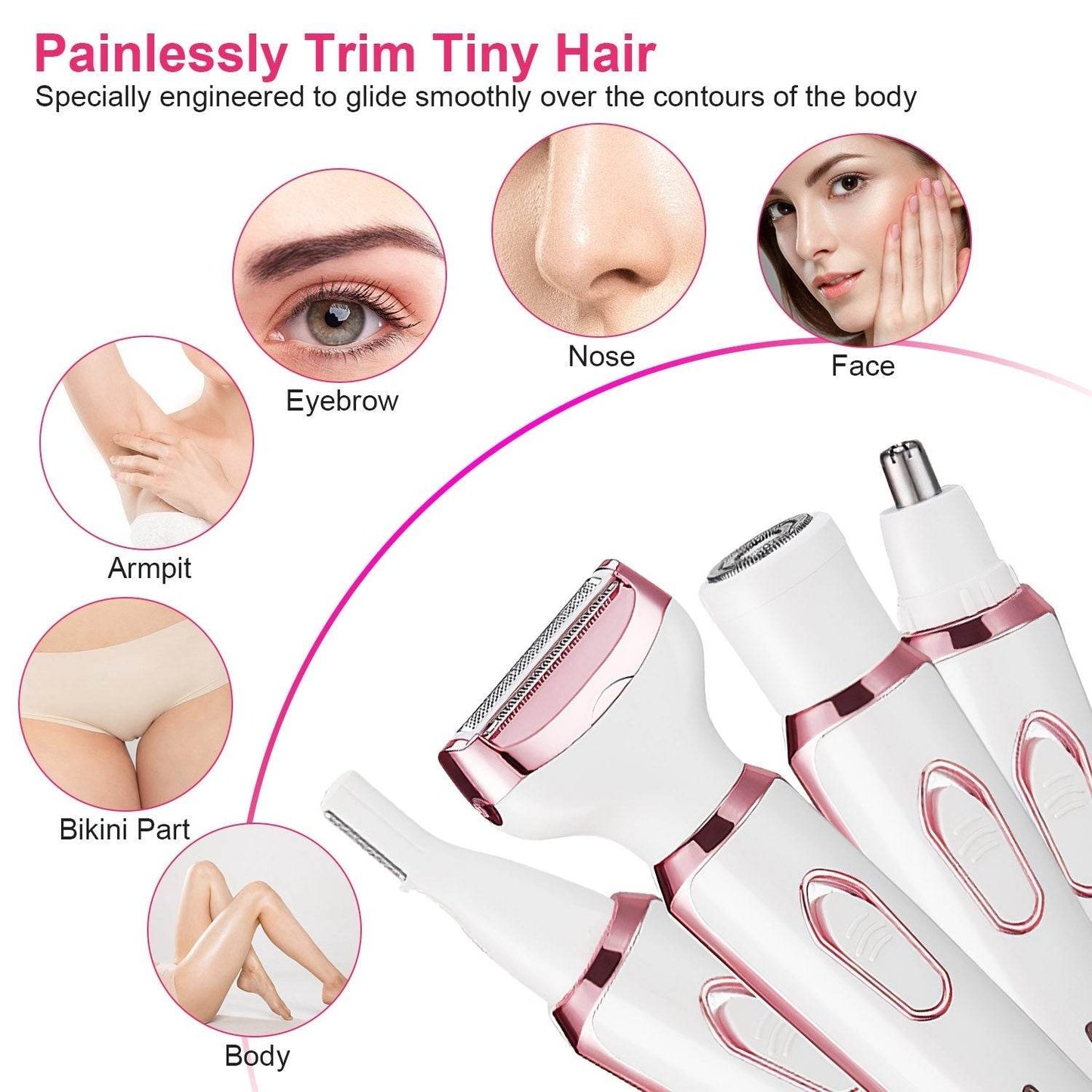 4 in 1 Painless Women Electric Hair Shaver trimmer for women - Velora