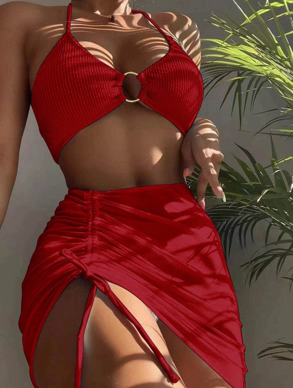 3pcs Halter Bikini Summer Fashion Personalized Three-point Beach Swimsuit For Women - Velora