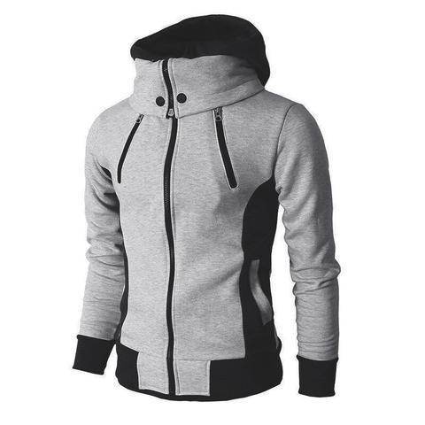 Men's Zip UP Hooded Jacket Fake Two Piece Sports Cardigan Casual Slim Sweatshirt Jacket - Velora