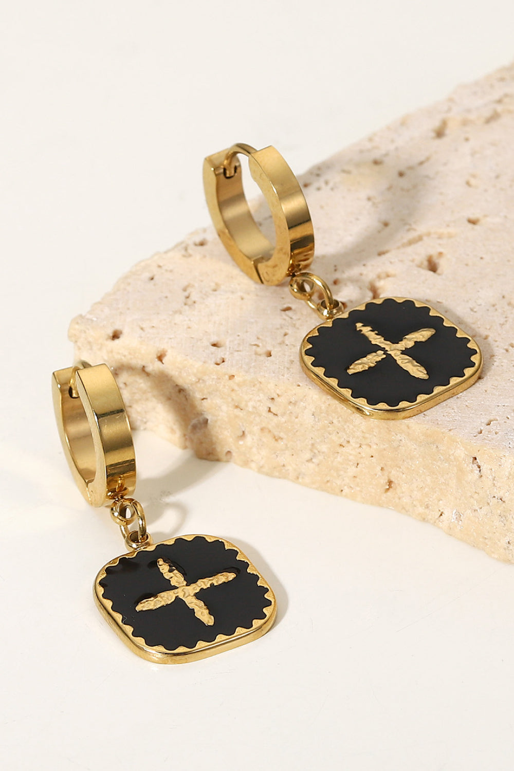 Plus Sign Square Shape Drop Earrings - Velora