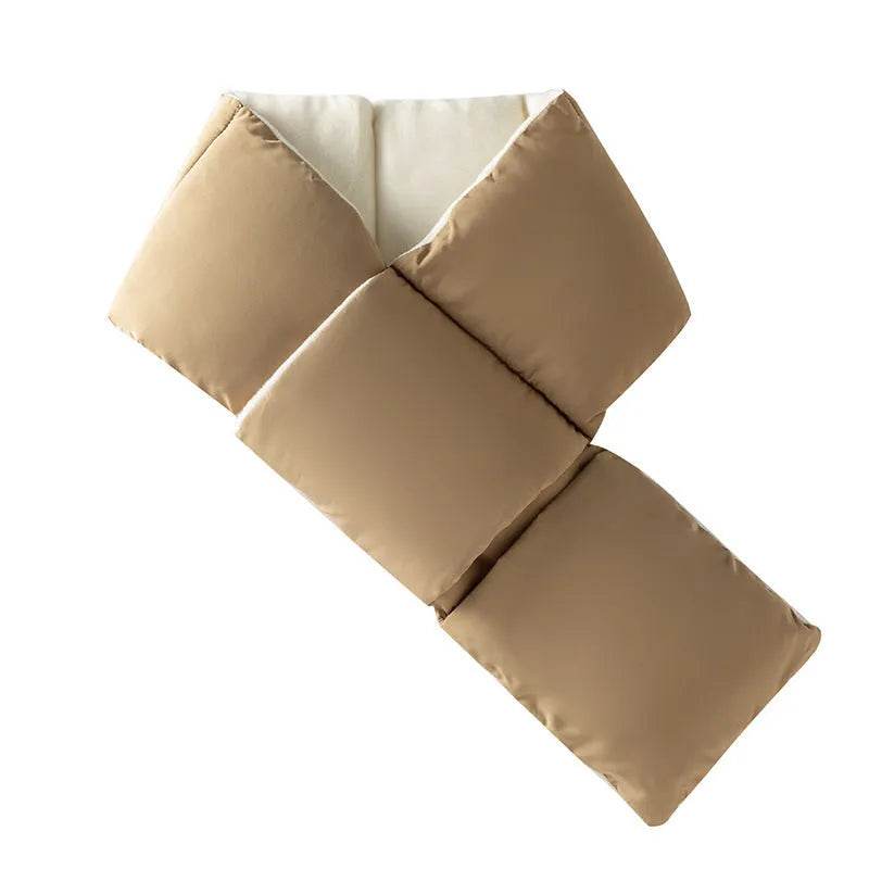 Warm Cross-design Pocket Scarf For Women Winter Outdoor Sports Skiing Cold-proof Down Cotton Plus Velvet Short Scarf - Velora