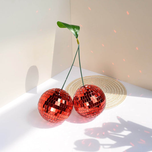 Mirror Glass Bricks Cherry Disco Ball Handmade - Velora