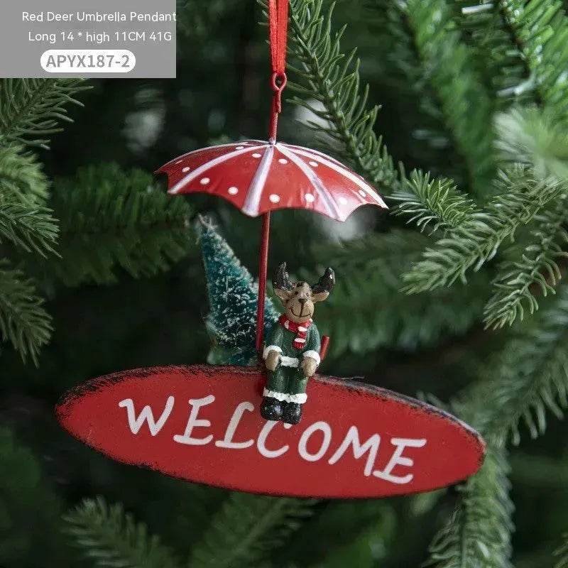 Nordic Iron Christmas Hot Air Balloon Parachute Pendant Creative Decorations Tree Charms Hangings - Velora