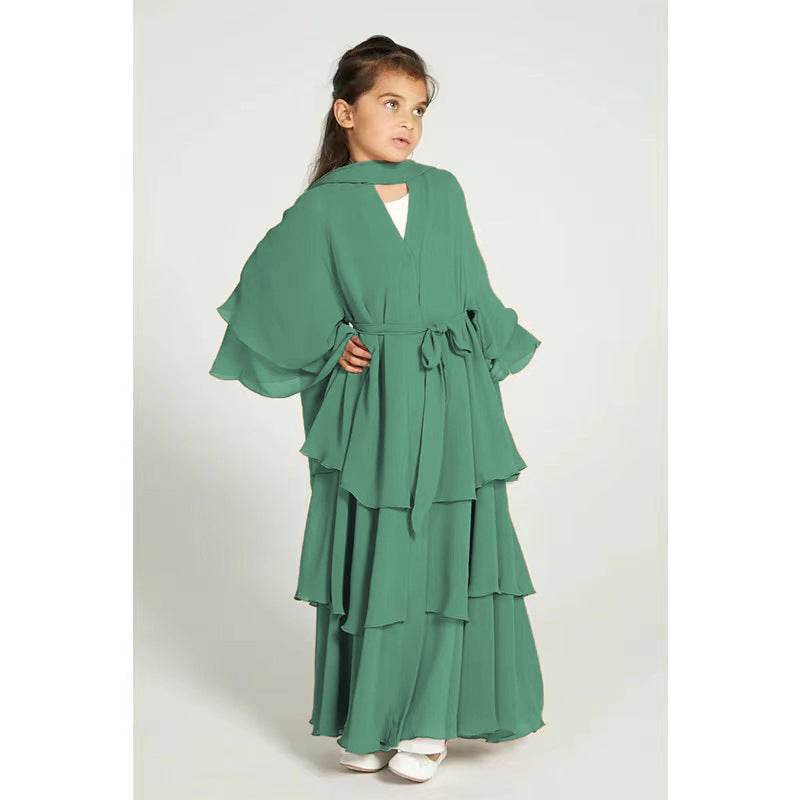Elegant Three-layer Chiffon Children's Clothing Elegant Dress - Velora