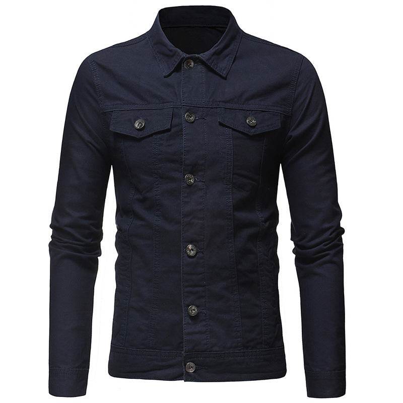 Solid color denim jacket shirt Jeans - Velora