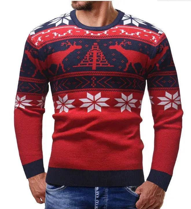 Christmas fawn deer Knit Cashmere sweater for men - Velora