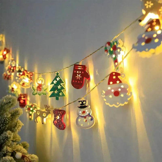 Christmas LED Light String Santa Claus Elk Snowman Xmas Ornament String Light Christmas Decorations New Year Navidad Gift - Velora