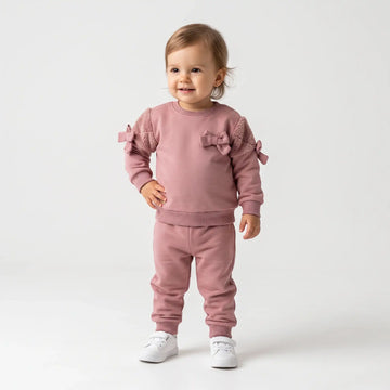 Fur Bows Cotton Joggers Set