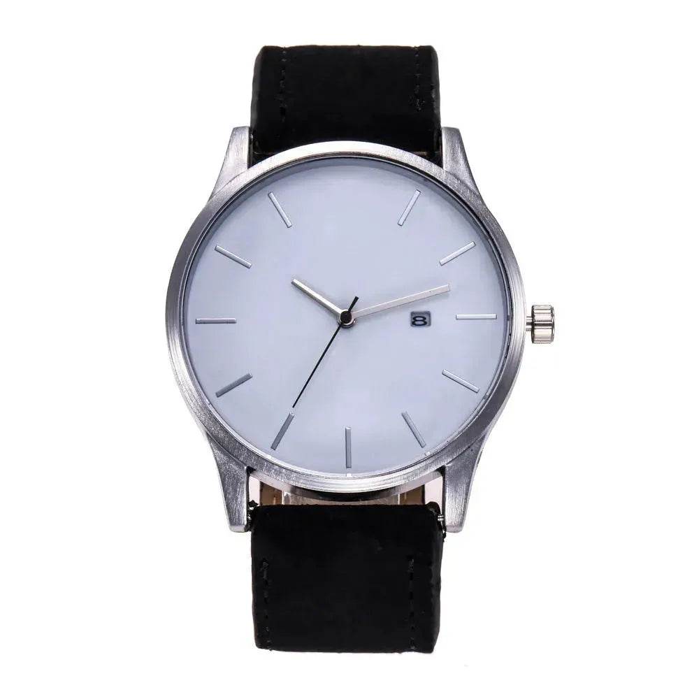 Men watch Fashion Business Large Dial Watch For Men's Matte Belt Simple Quartz Wrist Watch Men clock - Velora