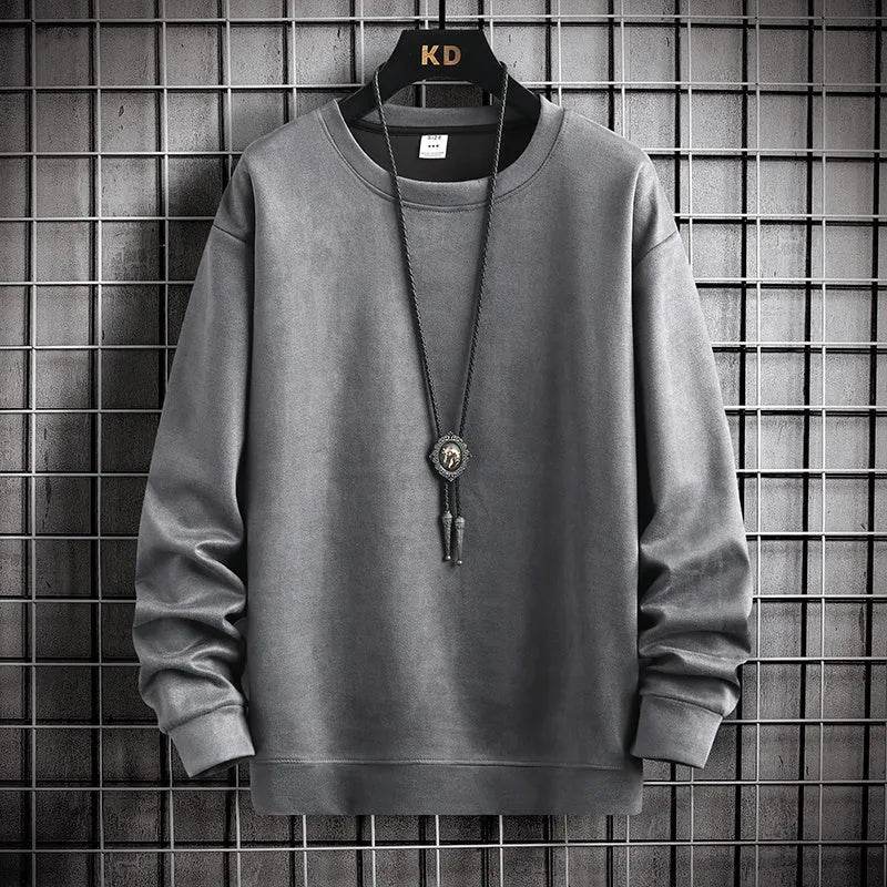 Suede Sweatshirt Men's Spring And Autumn New American Style Pullover - Velora