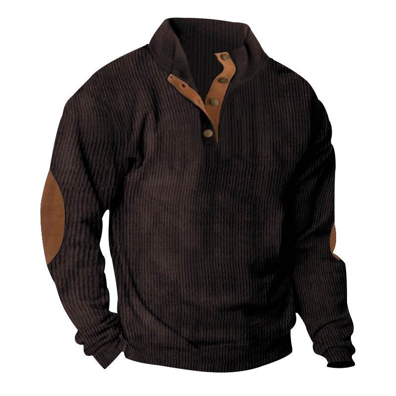 Corduroy Casual Stand Collar Long-sleeved Sweater men - Velora