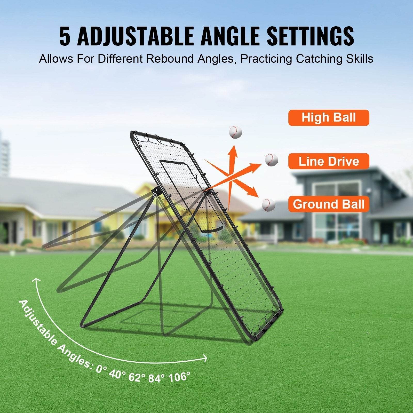 Baseball And Softball Rebounder Net 4x6 Ft PitchBack Adjustable Angles - Velora