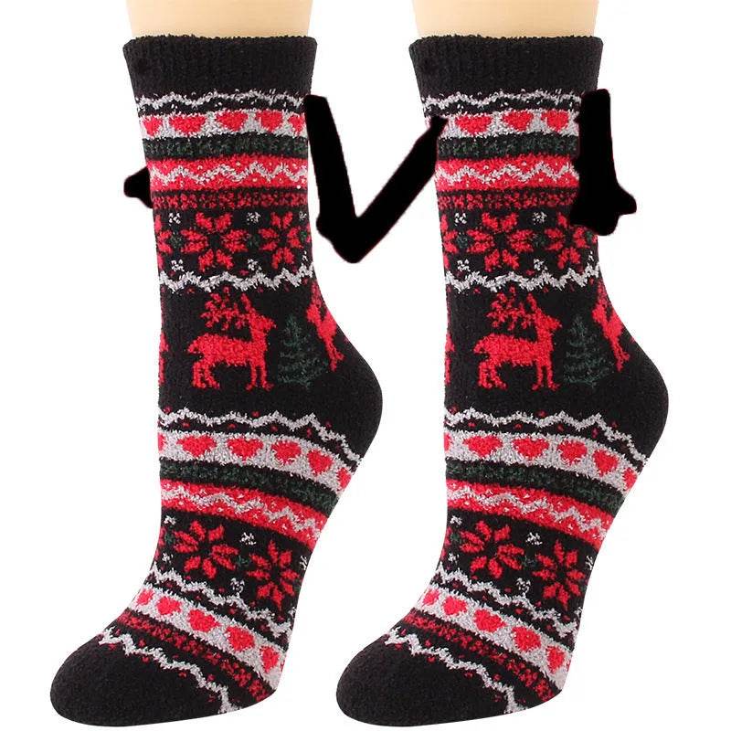 Soft Carton Christmas-themed Fleece Winter Home socks for Women - Velora