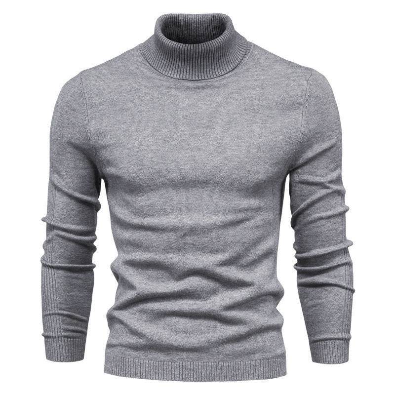 Men's Solid Color Slim Pullover Turtleneck Sweater Winter Casual Tops Clothing - Velora