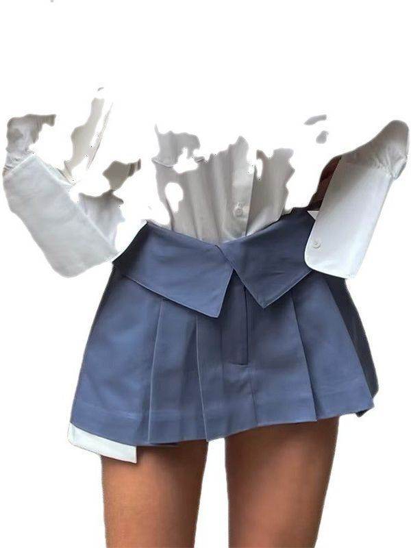 European And American Style College Style High Waist Mini Pleated Skirt - Velora