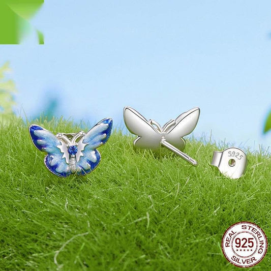 New Blue Color Butterfly Gradient Stud Earrings - Velora