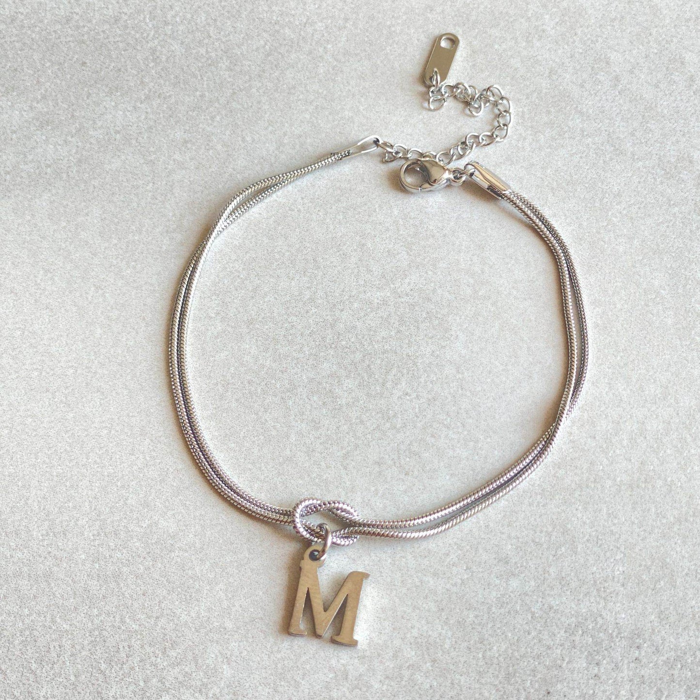 New Letter A-Z Love Knot Bracelets For Women Couple Gold Color Dainty Snake Chain Charm Bracelet Stainless Steel Jewelry Gift Valentine's Day Gifts - Velora