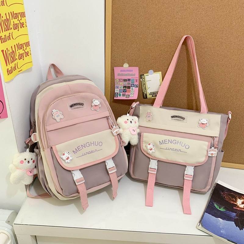 2pcs Large Capacity School College Girls Backpack Shoulder Bag - Velora
