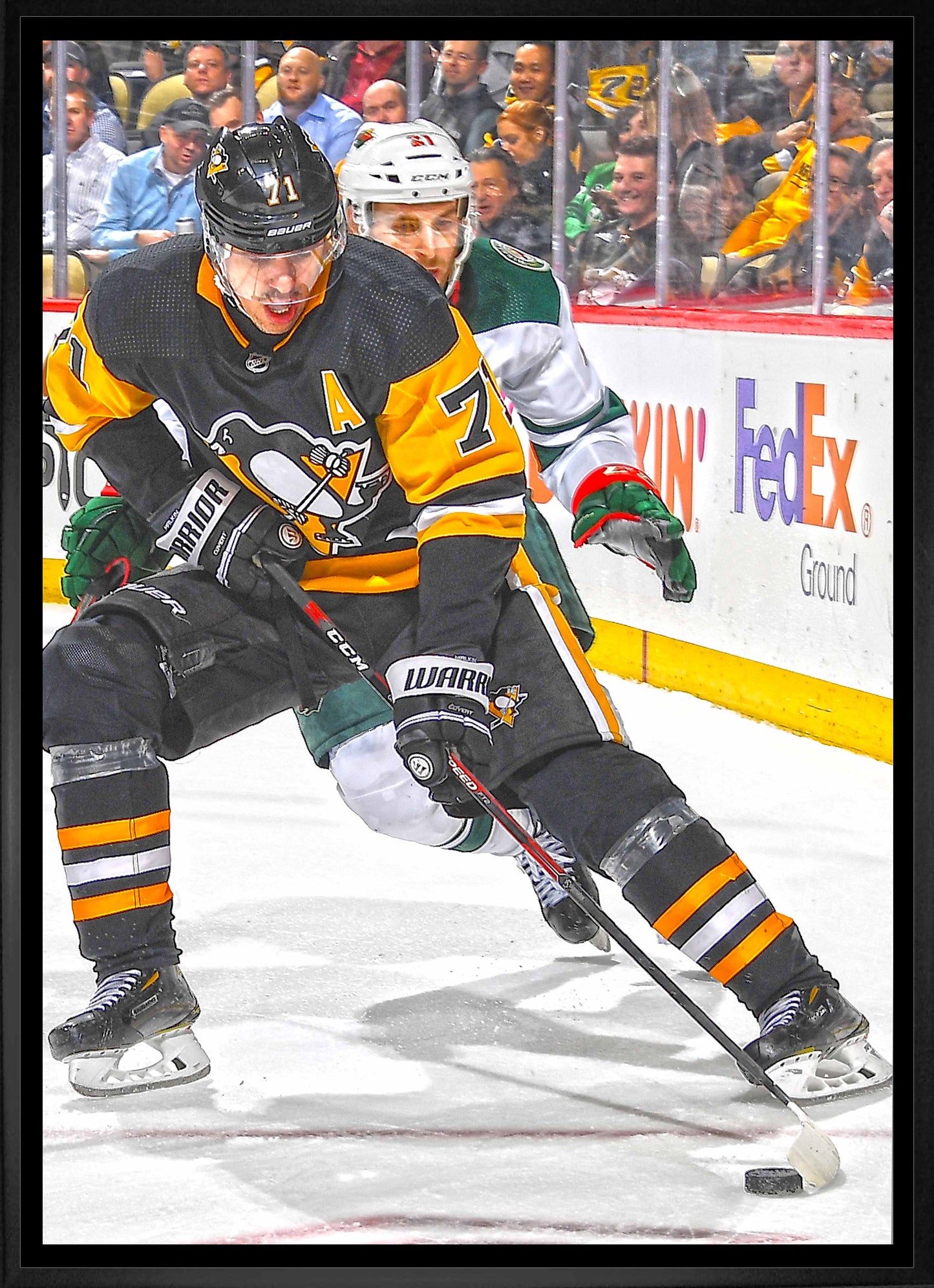Evgeni Malkin Pittsburgh Penguins Framed 20x29 Skating with Puck Canvas Frameworth Sports Marketing