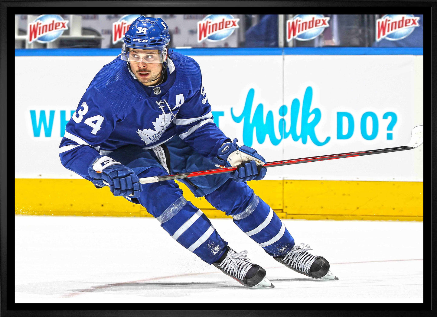 Auston Matthews Toronto Maple Leafs Framed 20x29 Skating Canvas Frameworth Sports Marketing