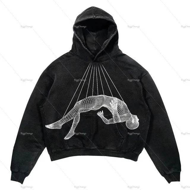 Men's And Women's Fashion Punk Design Fleece Printed Hoodie top - Velora