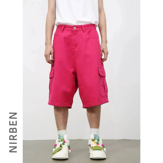 Men's Baggy Dad Shorts Jeans Denim Summer New Straight Wide-leg Workwear Denim Shorts for Men Loose Leisure All-matching Shorts - Velora