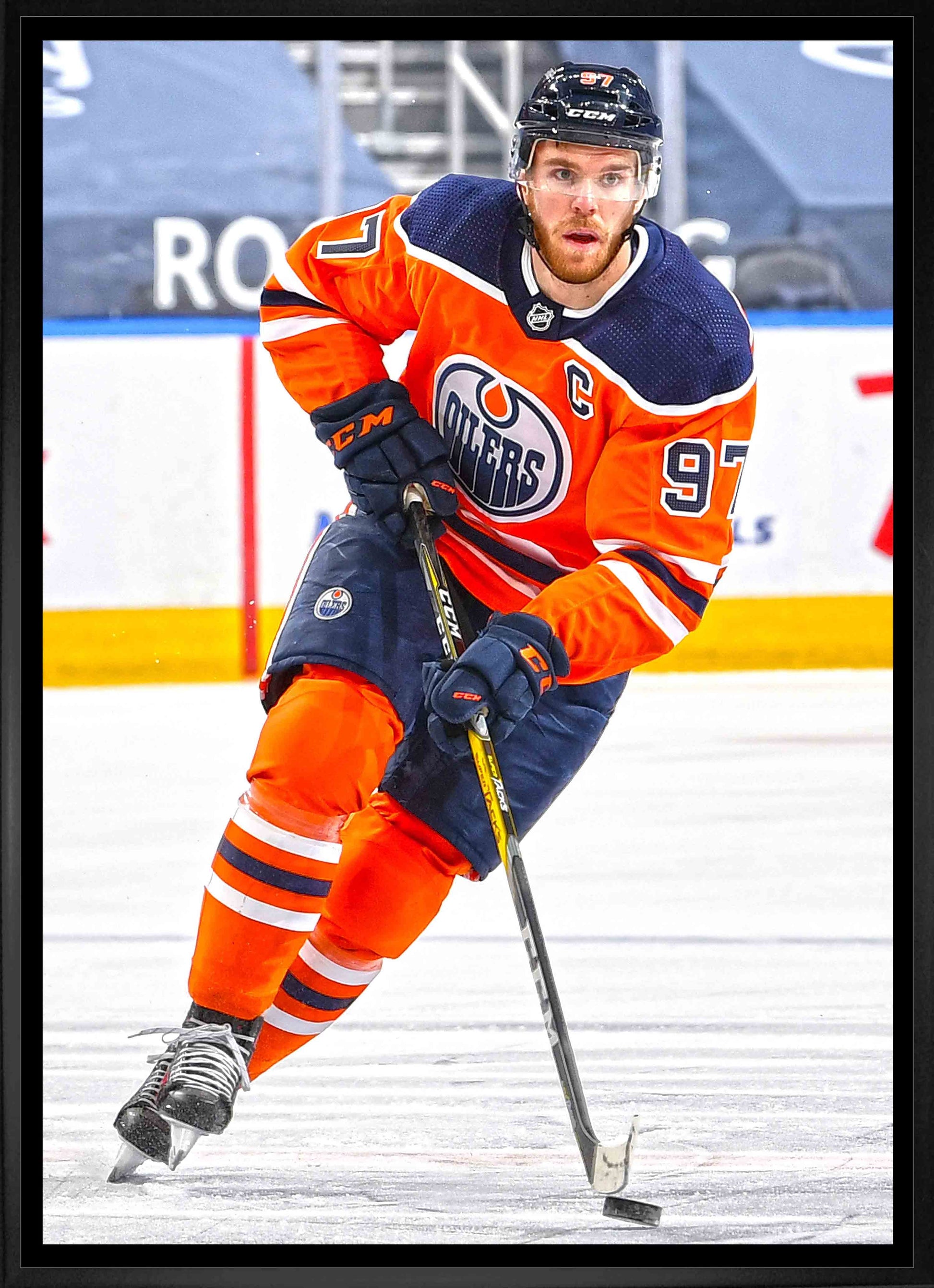 Connor McDavid Edmonton Oilers Framed 20x29 Skating Canvas Frameworth Sports Marketing