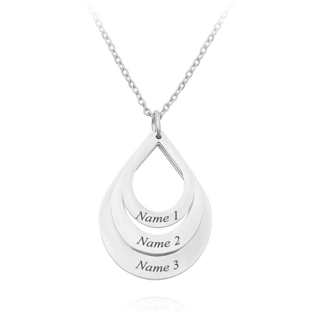 Customized 3 Water Droplet Engraving Name Stainless Steel Jewelry Pendant Necklaces For Women Personalized Gift - Velora