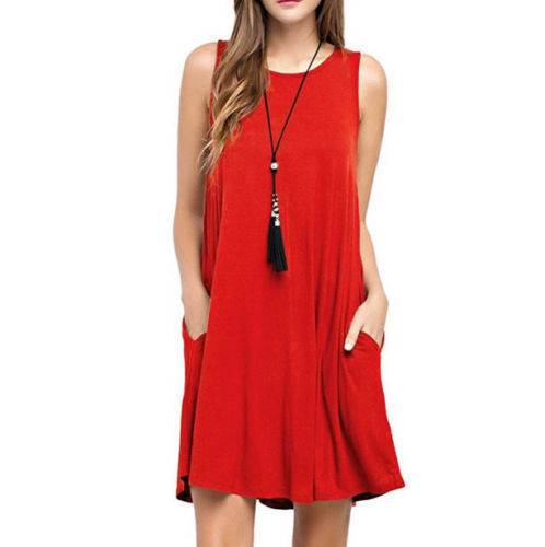 Casual Summer dress Women Pocket Dress Ladies beach mini dress - Velora