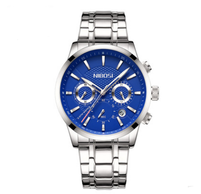 Stylish Men's Black Gold Steel Sports Watch with 3 Eyes